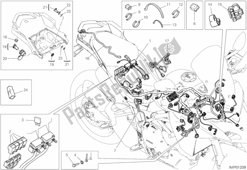 Todas as partes de Chicote De Fiação do Ducati Multistrada 950 USA 2020